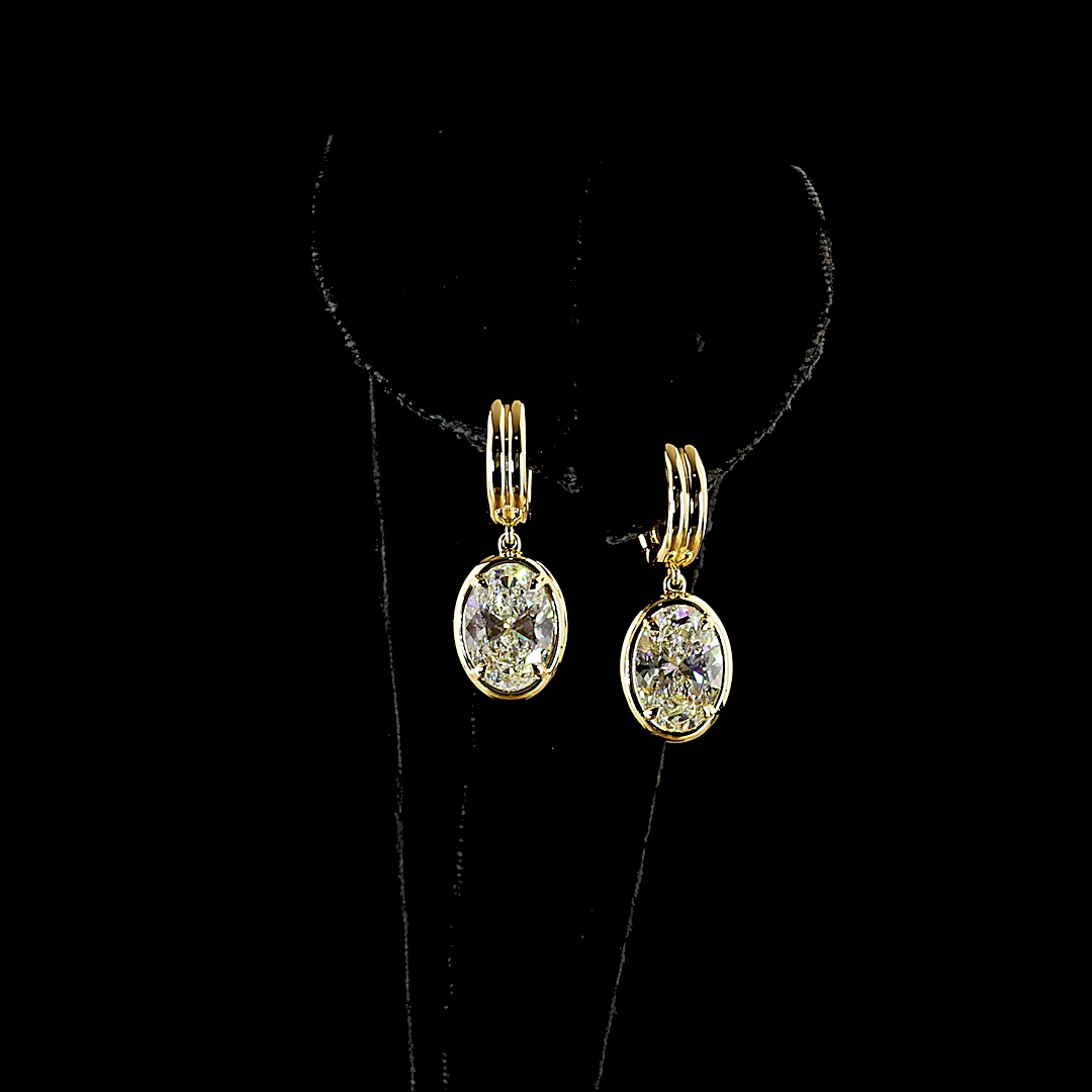 5.18 CTTW Oval Lab Grown Diamond Hanging Earring Size 26.4 (F Color and VS1 Clarity)
