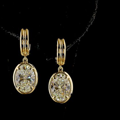 5.18 CTTW Oval Lab Grown Diamond Hanging Earring Size 26.4 (F Color and VS1 Clarity)