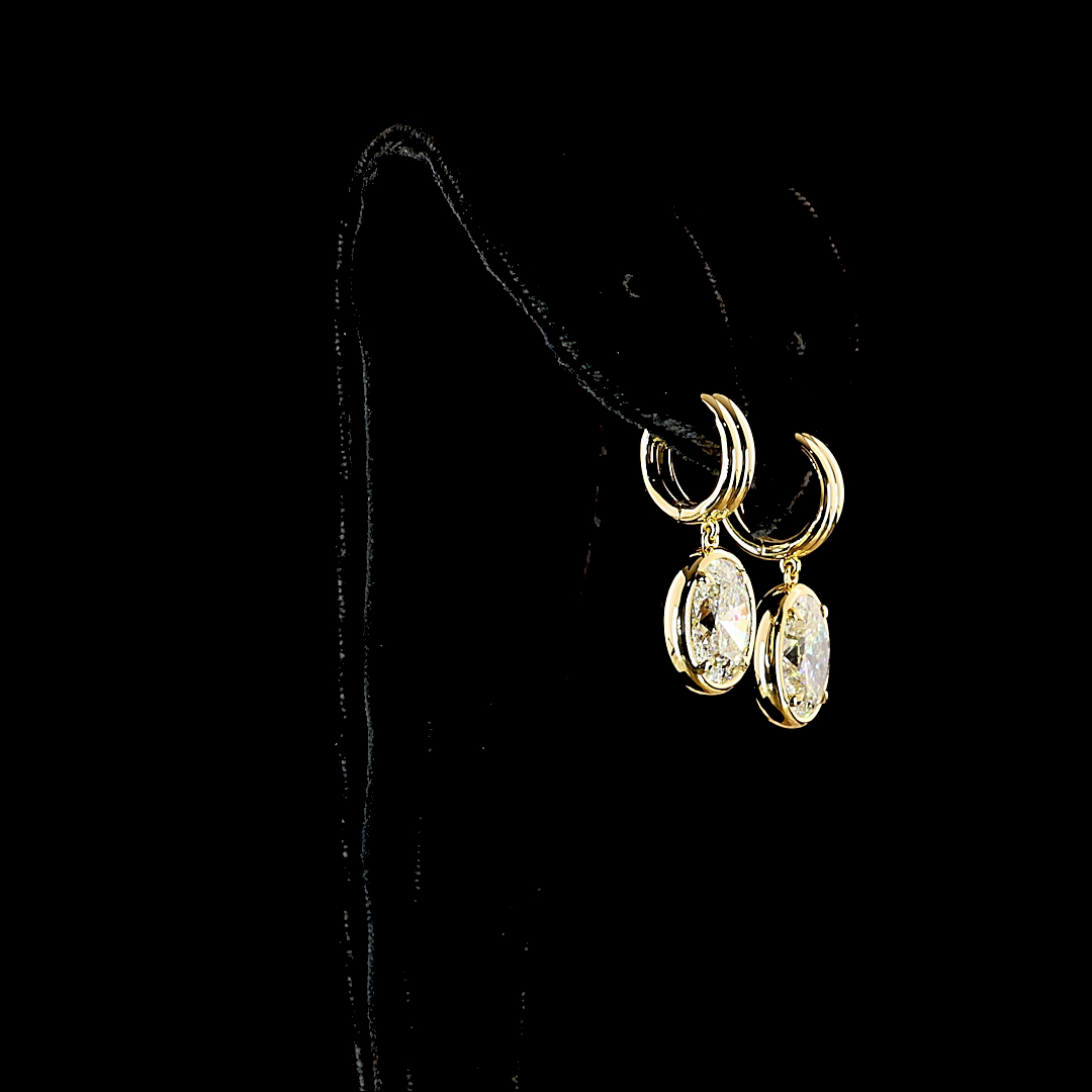 5.18 CTTW Oval Lab Grown Diamond Hanging Earring Size 26.4 (F Color and VS1 Clarity)