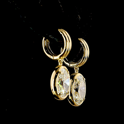 5.18 CTTW Oval Lab Grown Diamond Hanging Earring Size 26.4 (F Color and VS1 Clarity)