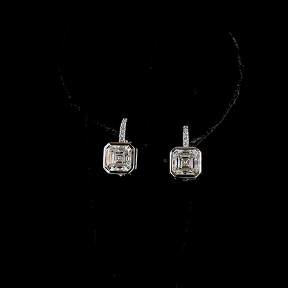 3.15 CTTW Asscher Lab Grown Diamond Huggies Earring 7mm (F Color and VVS2 Clarity)