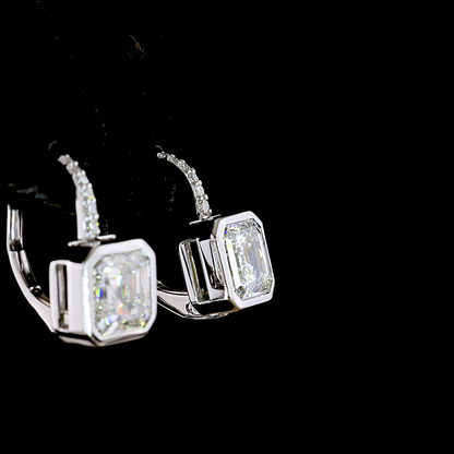 3.15 CTTW Asscher Lab Grown Diamond Huggies Earring 7mm (F Color and VVS2 Clarity)