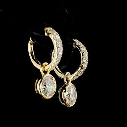 2.54 CTTW Round Lab Grown Diamond Hanging Earring Size 21.45 (D Color and VS2 Clarity)