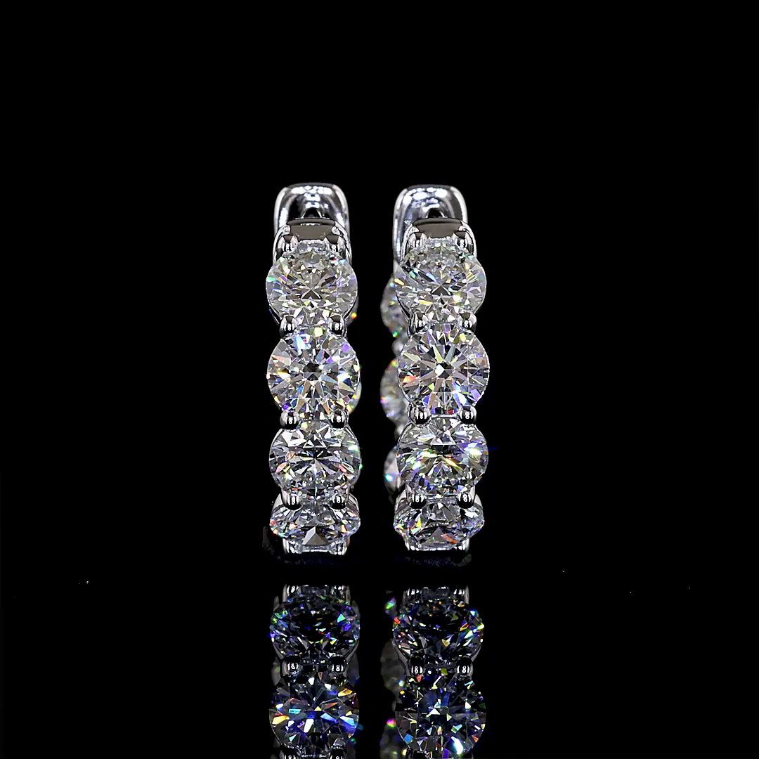 2.89 CTTW Round Lab Grown Diamond Huggies Earring 15.21mm (E Color and VS1 Clarity)