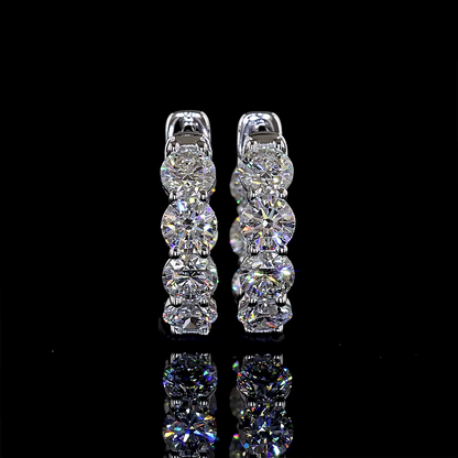 2.89 CTTW Round Lab Grown Diamond Huggies Earring 15.21mm (E Color and VS1 Clarity)