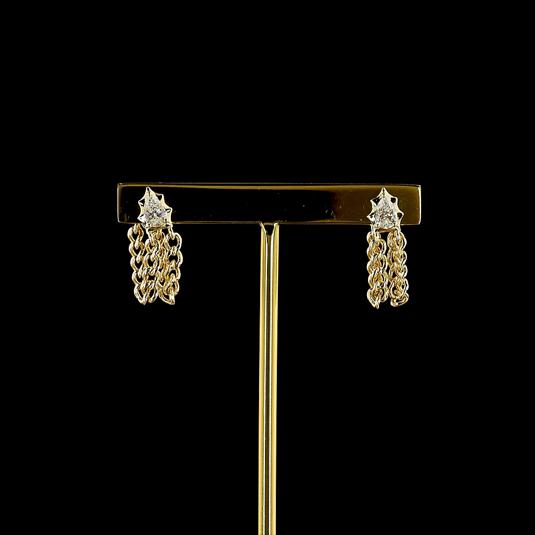 0.51 CTTW Pear Lab Grown Diamond Hanging Earring Size 17.29 (E Color and VS1 Clarity)