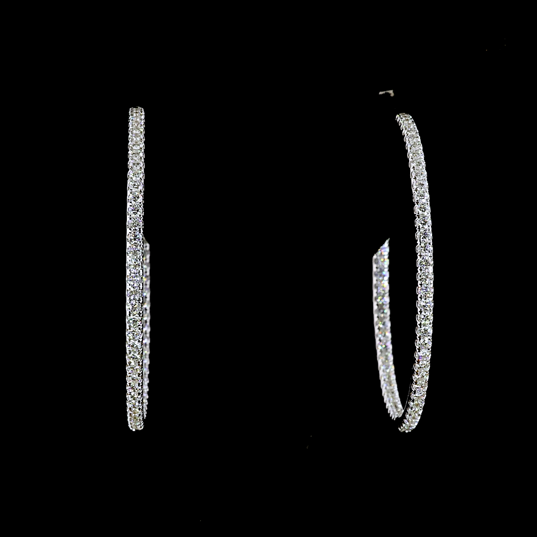 3.12 CTTW Round Lab Grown Diamond Hoops Earring 308mm (E Color and VS1 Clarity)