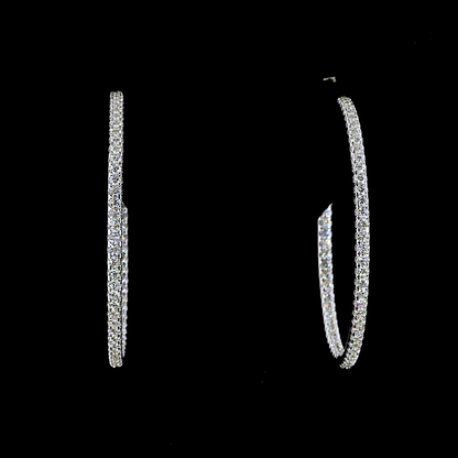 3.12 CTTW Round Lab Grown Diamond Hoops Earring 308mm (E Color and VS1 Clarity)