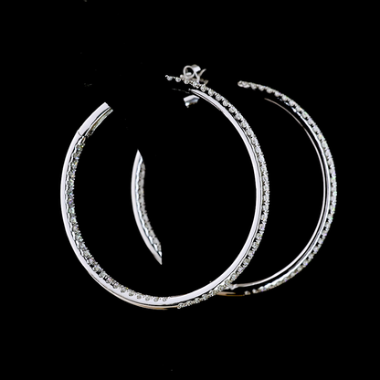 3.12 CTTW Round Lab Grown Diamond Hoops Earring 308mm (E Color and VS1 Clarity)