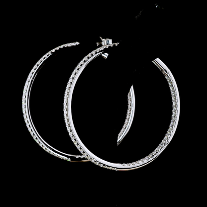 3.12 CTTW Round Lab Grown Diamond Hoops Earring 308mm (E Color and VS1 Clarity)