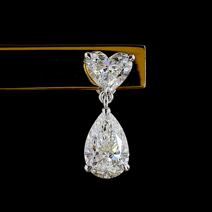 4.75 CTTW Pear Lab Grown Diamond Hanging Earring Size 18.4 (F Color and VS1 Clarity)