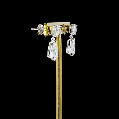 4.75 CTTW Pear Lab Grown Diamond Hanging Earring Size 18.4 (F Color and VS1 Clarity)