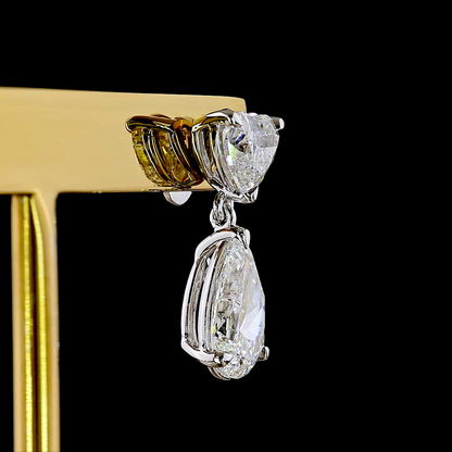 4.75 CTTW Pear Lab Grown Diamond Hanging Earring Size 18.4 (F Color and VS1 Clarity)