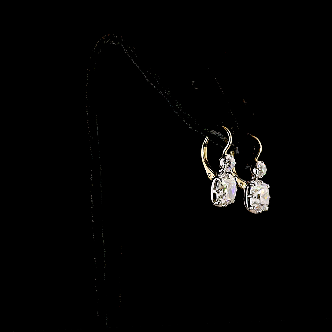 4.42 CTTW Square Antique Cushion Lab Grown Diamond Hanging Earring Size 20.5 (E Color and VS1 Clarity)