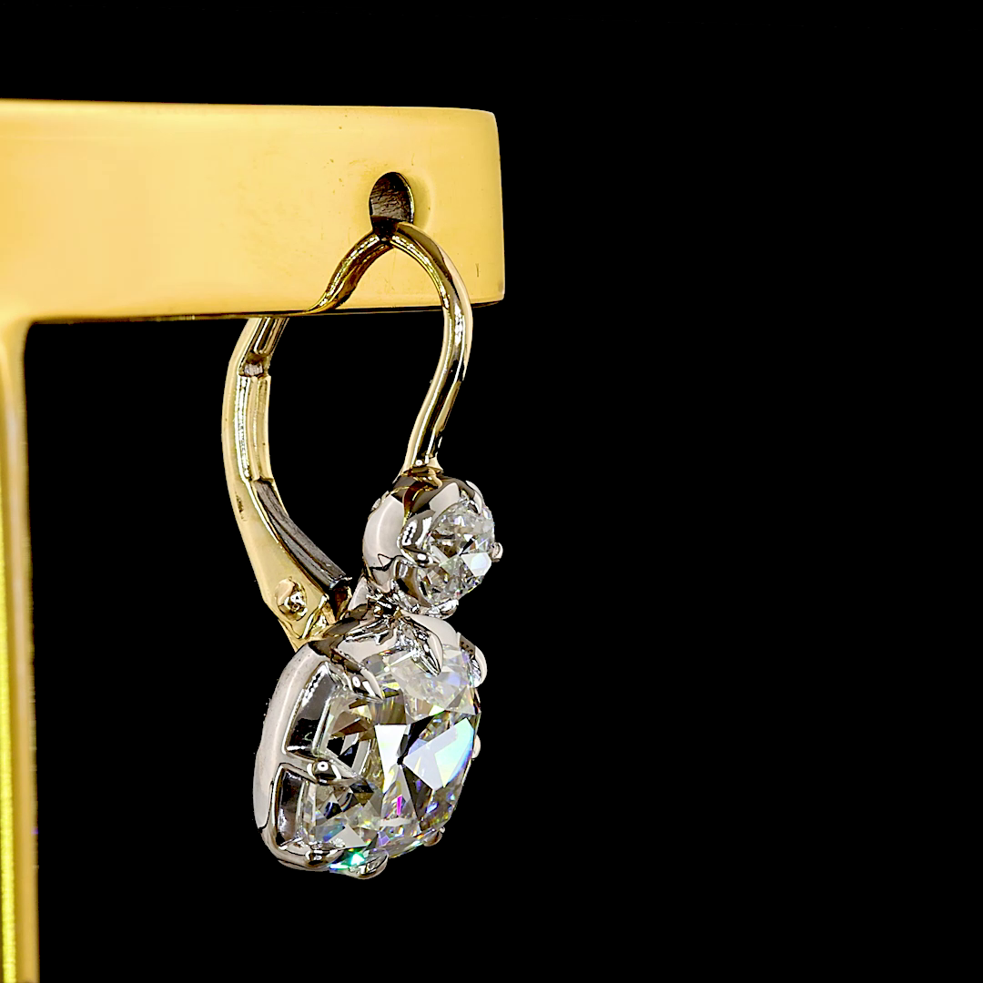 4.48 CTTW Square Antique Cushion Lab Grown Diamond Hanging Earring Size 20.5 (E Color and VVS2 Clarity)
