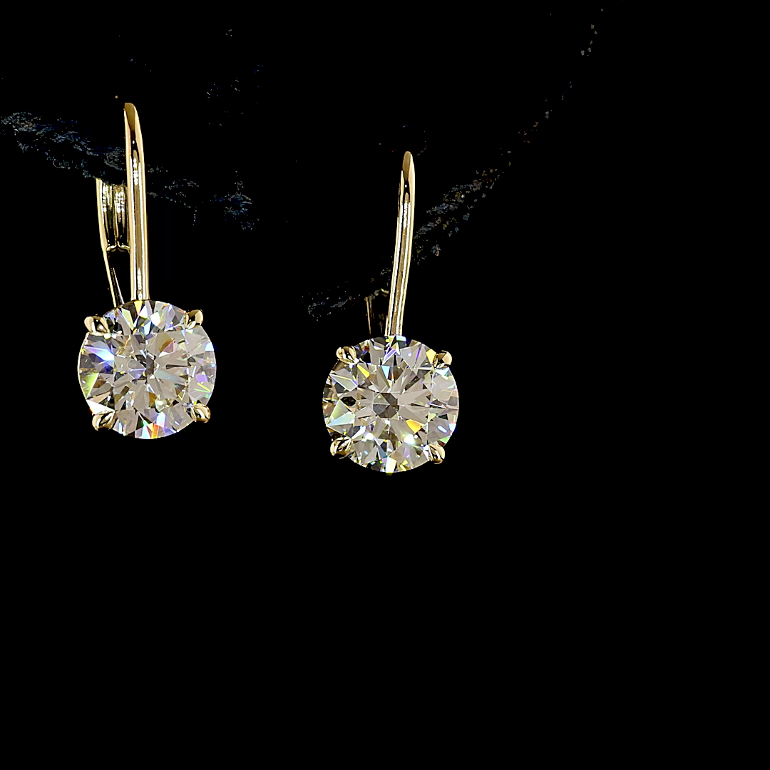 1.13 CTTW Round Lab Grown Diamond Hanging Earring Size 17.05 (E Color and VS1 Clarity)