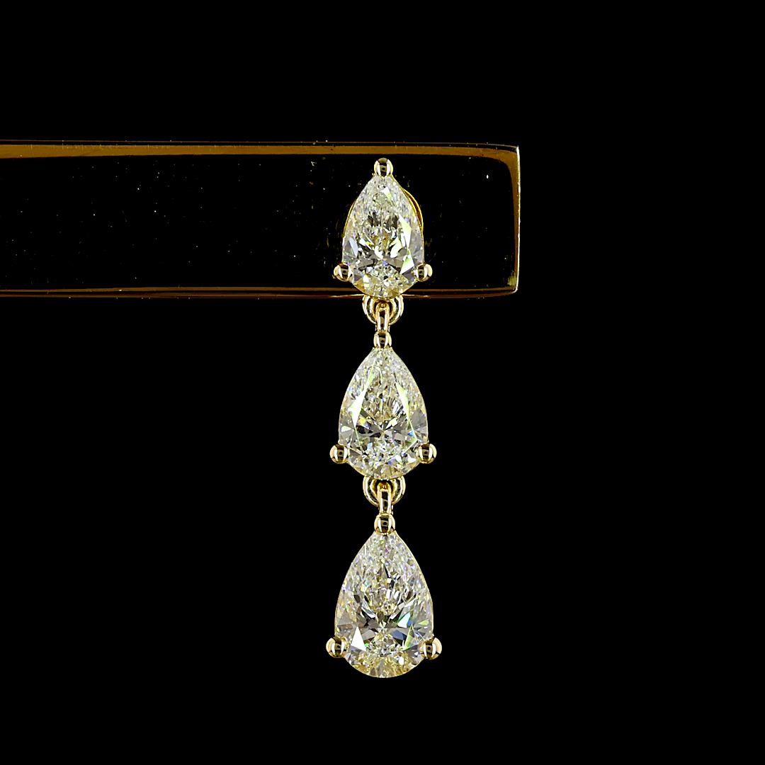 1.74 CTTW Pear Lab Grown Diamond Hanging Earring Size 22 (E Color and VS1 Clarity)
