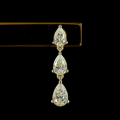 1.74 CTTW Pear Lab Grown Diamond Hanging Earring Size 22 (E Color and VS1 Clarity)