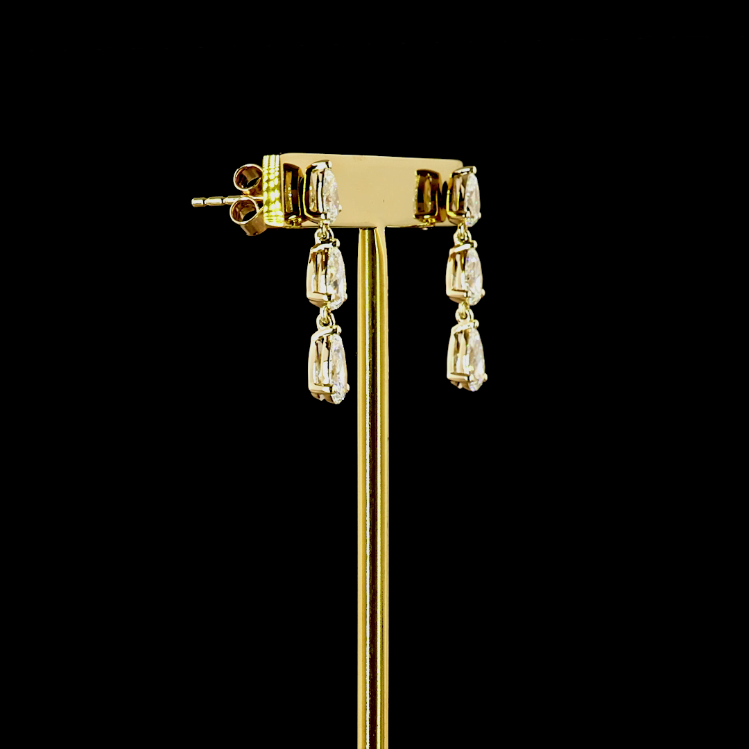 1.74 CTTW Pear Lab Grown Diamond Hanging Earring Size 22 (E Color and VS1 Clarity)
