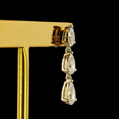 1.74 CTTW Pear Lab Grown Diamond Hanging Earring Size 22 (E Color and VS1 Clarity)