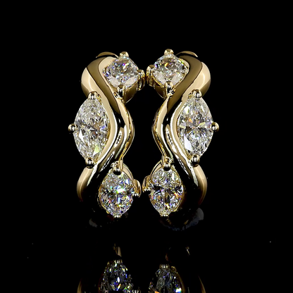 0.79 CTTW Marquise Lab Grown Diamond Huggies Earring 14.43mm (E Color and VS1 Clarity)