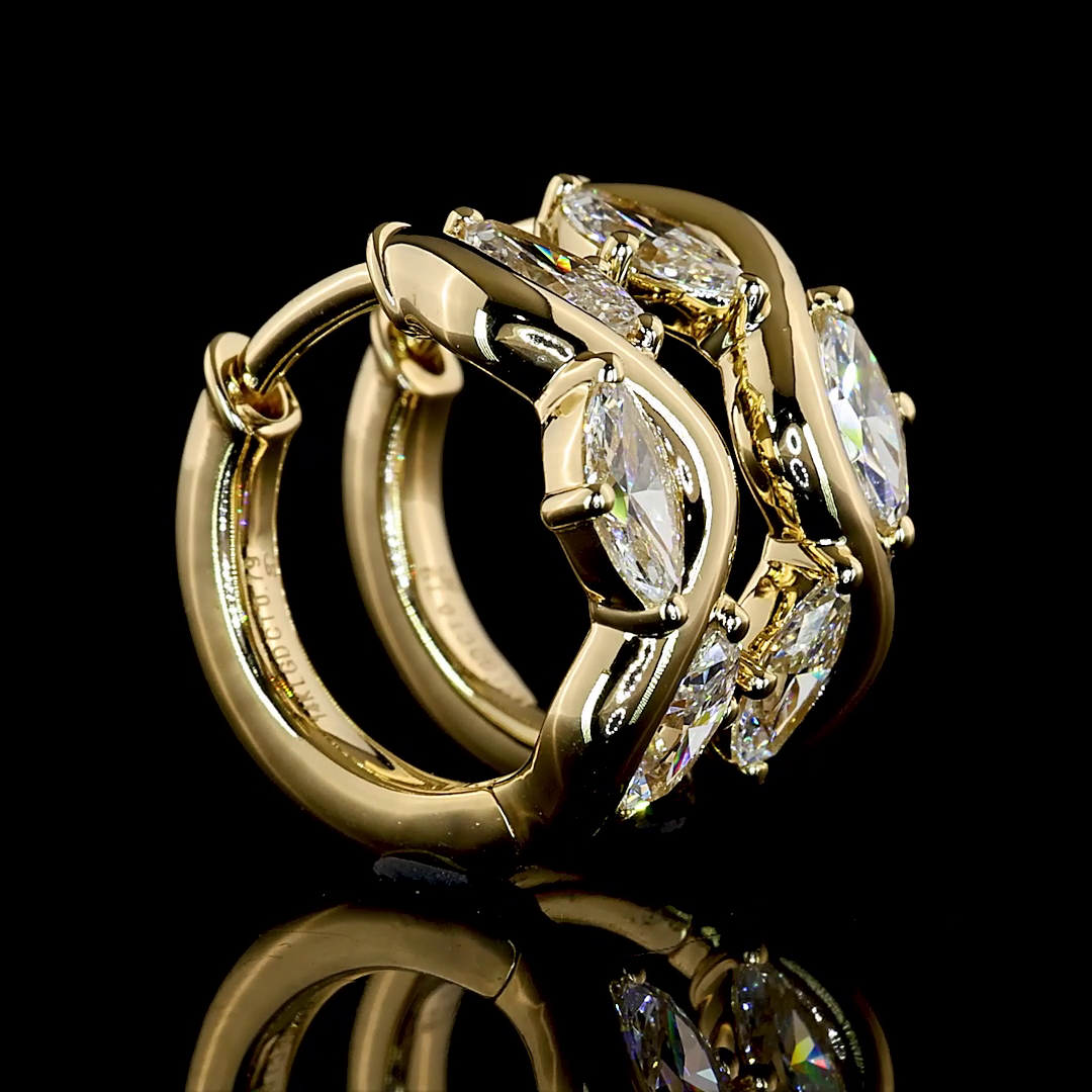 0.79 CTTW Marquise Lab Grown Diamond Huggies Earring 14.43mm (E Color and VS1 Clarity)