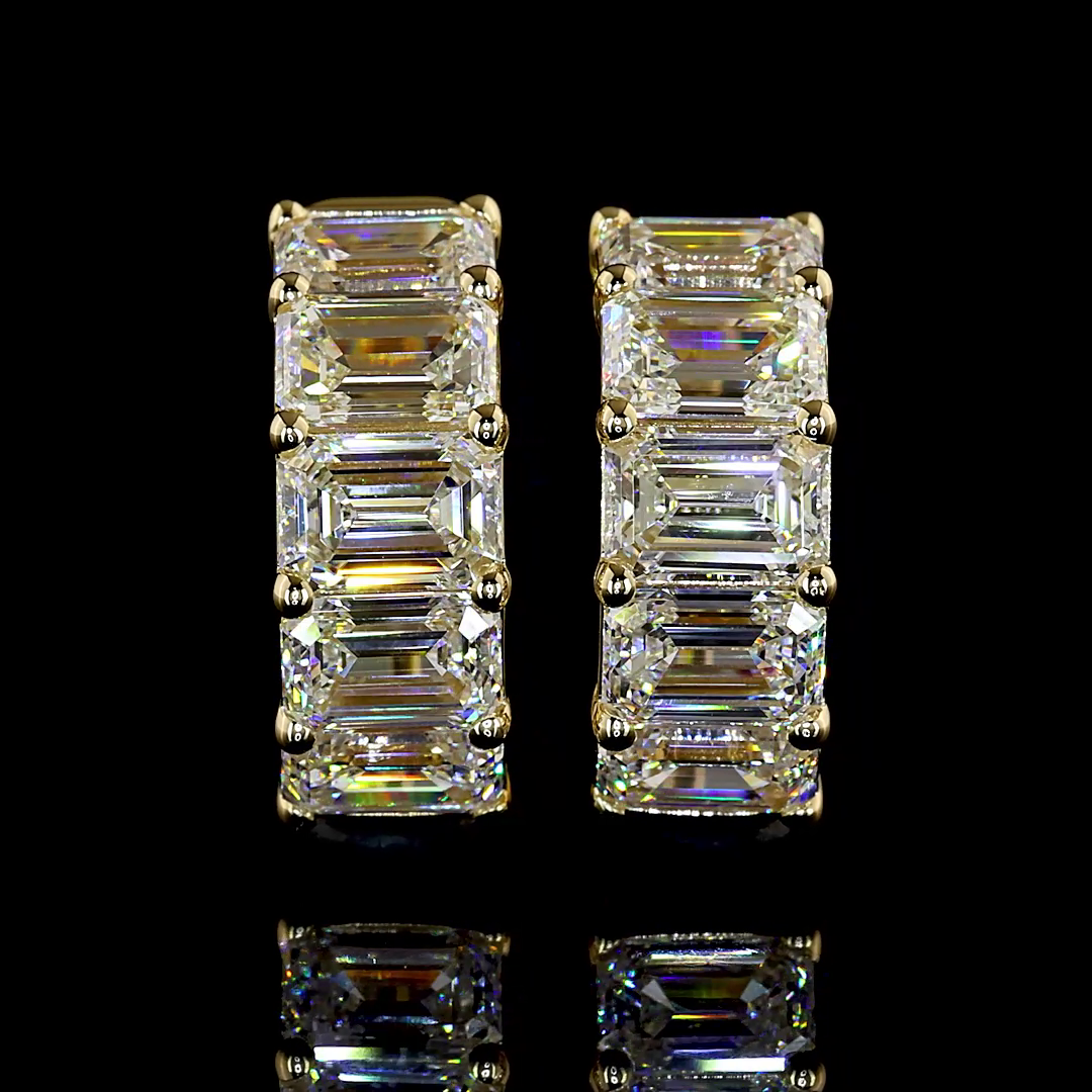 3.97 CTTW Emerald Lab Grown Diamond Huggies Earring 14.43mm (E Color and VS1 Clarity)