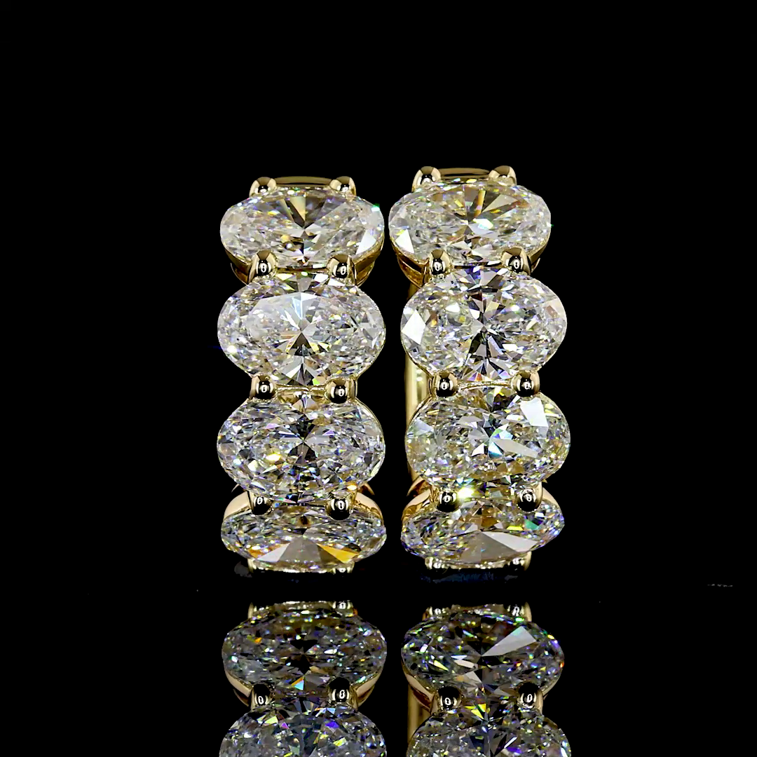 3.31 CTTW Oval Lab Grown Diamond Huggies Earring 14.64mm (E Color and VS1 Clarity)