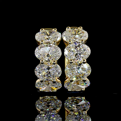 3.31 CTTW Oval Lab Grown Diamond Huggies Earring 14.64mm (E Color and VS1 Clarity)