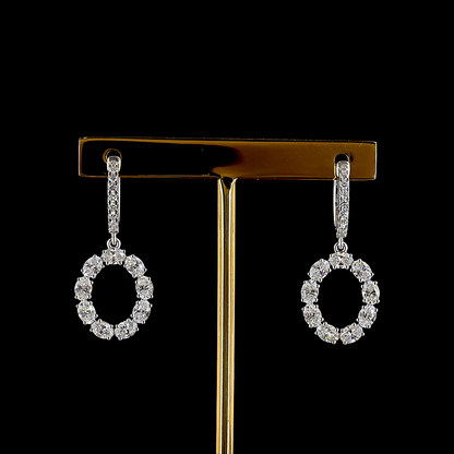 2.52 CTTW Oval Lab Grown Diamond Hanging Earring Size 30.7 (E Color and VS1 Clarity)