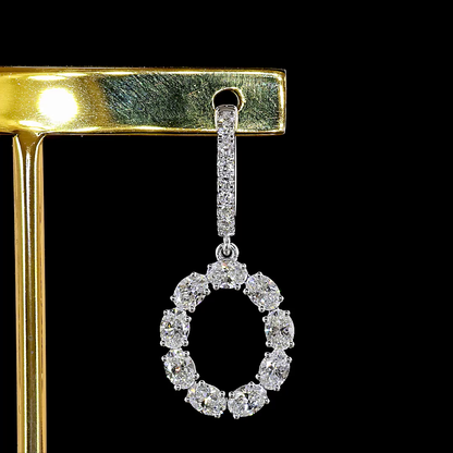 2.52 CTTW Oval Lab Grown Diamond Hanging Earring Size 30.7 (E Color and VS1 Clarity)
