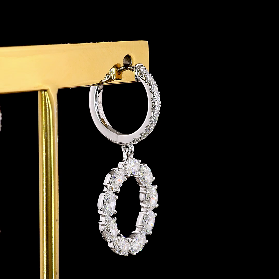 2.52 CTTW Oval Lab Grown Diamond Hanging Earring Size 30.7 (E Color and VS1 Clarity)