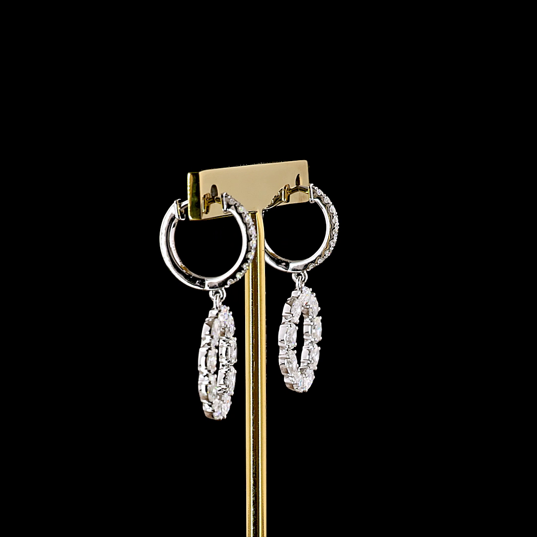 2.49 CTTW Oval Lab Grown Diamond Hanging Earring Size 30.7 (E Color and VS1 Clarity)