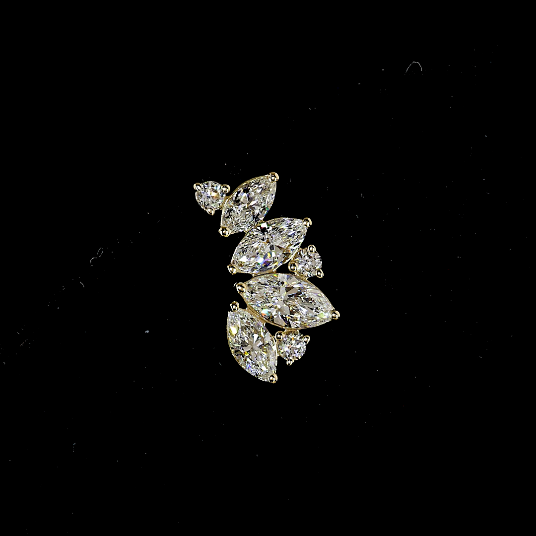 1.18 CTTW Marquise Lab Grown Diamond Crawler Earring (E Color and VS1 Clarity)