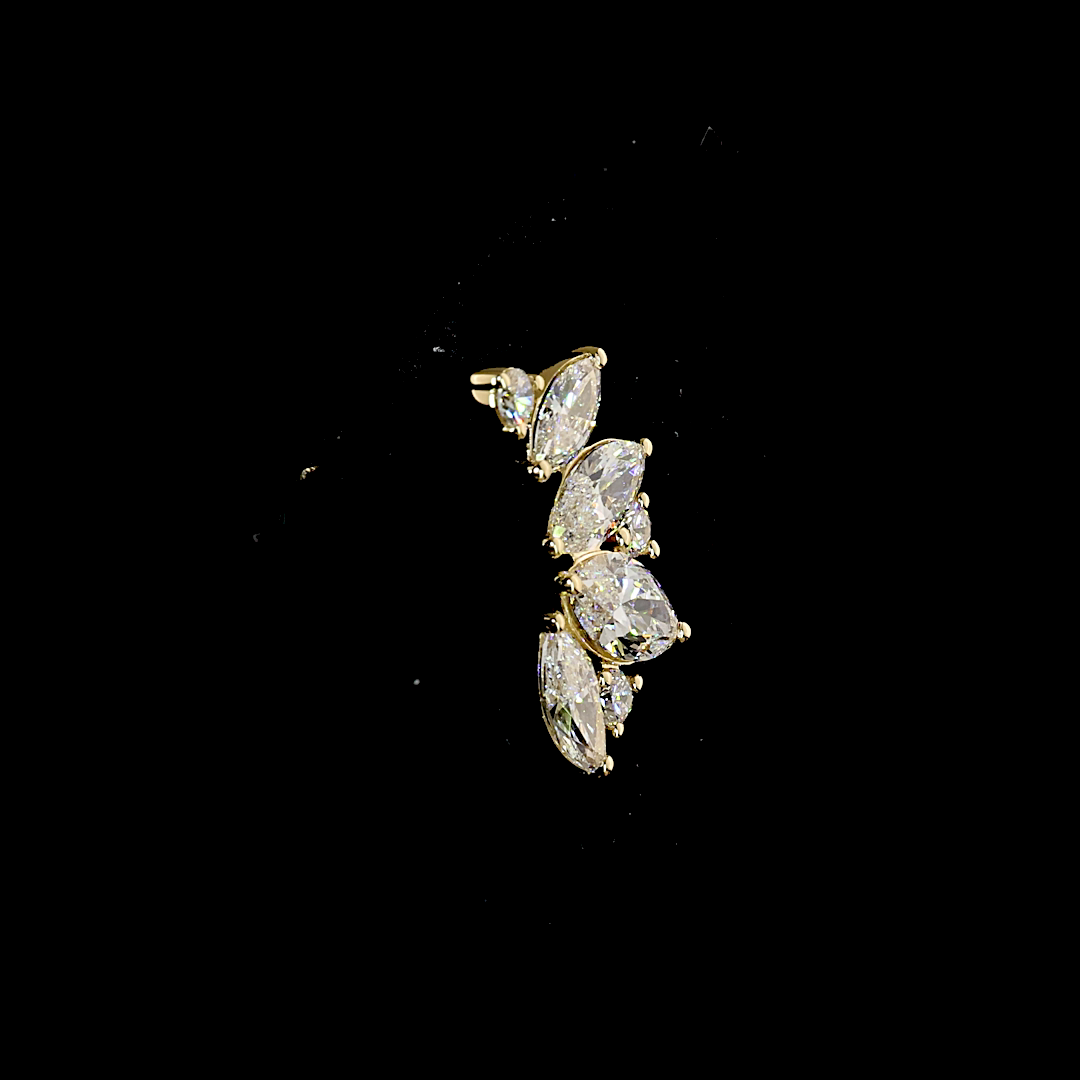 1.18 CTTW Marquise Lab Grown Diamond Crawler Earring (E Color and VS1 Clarity)