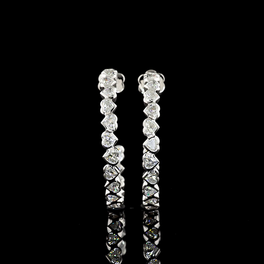 5.55 CTTW Heart Lab Grown Diamond C Hoops Earring Size 35 (E Color and VS Clarity)