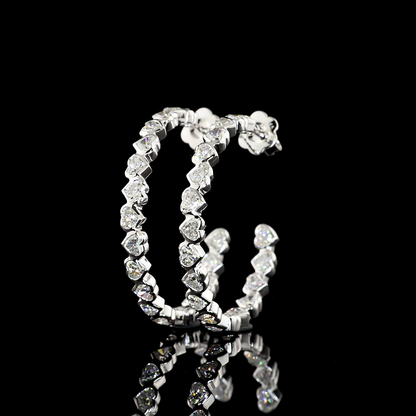 5.55 CTTW Heart Lab Grown Diamond C Hoops Earring Size 35 (E Color and VS Clarity)
