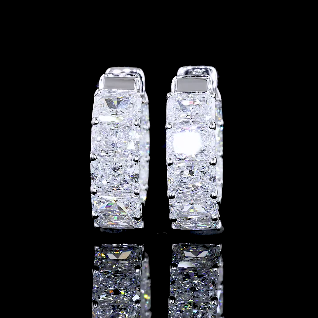 4.29 CTTW Radiant Lab Diamond Huggies Earring (F Color and VS2 Clarity)