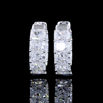 4.29 CTTW Radiant Lab Diamond Huggies Earring (F Color and VS2 Clarity)