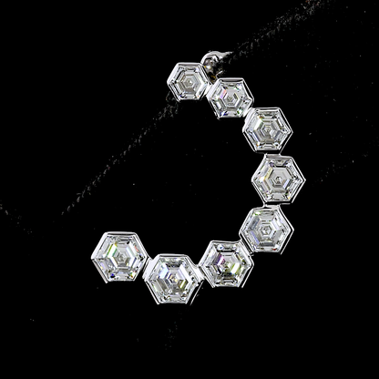 6.82 CTTW Octagon Lab Diamond Crawler Earring 14k White Gold (E Color and VS1 Clarity)