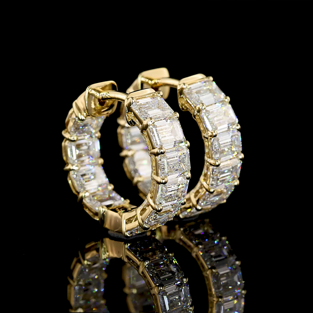 14k Yellow Gold Lab Diamond Emerald 3.16 CTTW Huggies Earring 13.32mm E VS jewelry-spot-usa