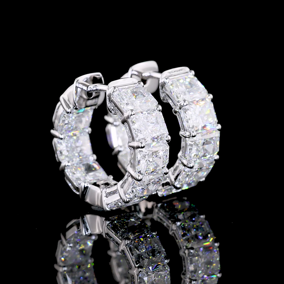 5.03 CTTW Radiant Lab Grown Diamond Huggies Earring 14.8mm (D Color and VVS2 Clarity)