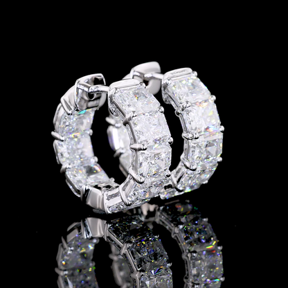 5.03 CTTW Radiant Lab Grown Diamond Huggies Earring 14.8mm (D Color and VVS2 Clarity)