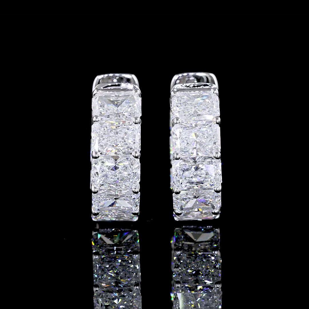 5.03 CTTW Radiant Lab Grown Diamond Huggies Earring 14.8mm (D Color and VVS2 Clarity)