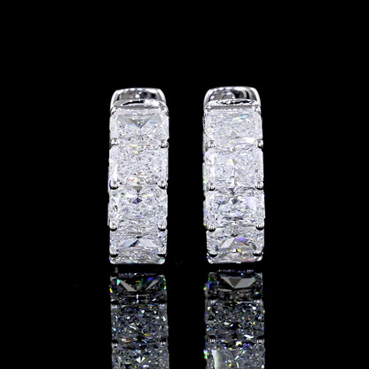5.03 CTTW Radiant Lab Grown Diamond Huggies Earring 14.8mm (D Color and VVS2 Clarity)