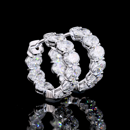 3.03 CTTW Oval Lab Diamond Huggies Earring 14.08mm 14k White Gold E Color and VS Clarity jewelry-spot-usa