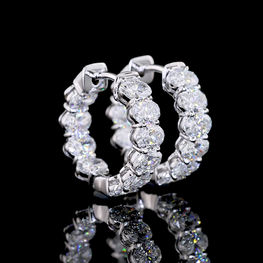 14k White Gold Lab Diamond Oval 1.88 CTTW Huggies Earring 14.08mm F VS2 jewelry-spot-usa