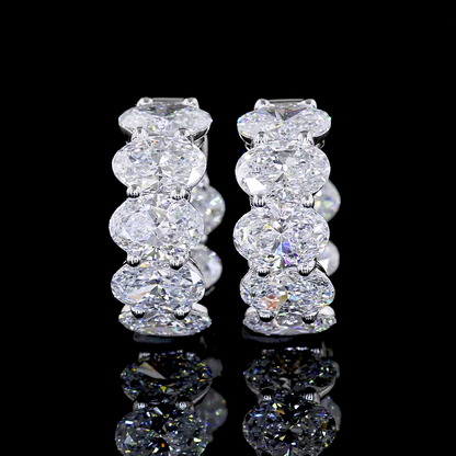 5.10 CTTW Oval Lab Diamond Huggies Earring 14k White Gold (E Color and VS1 Clarity)