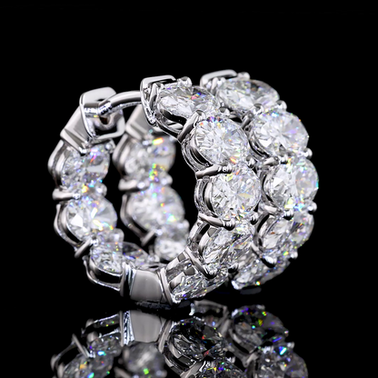 4.31 CTTW Oval Lab Diamond Huggies Earring 14k White Gold E Color and VS Clarity jewelry-spot-usa
