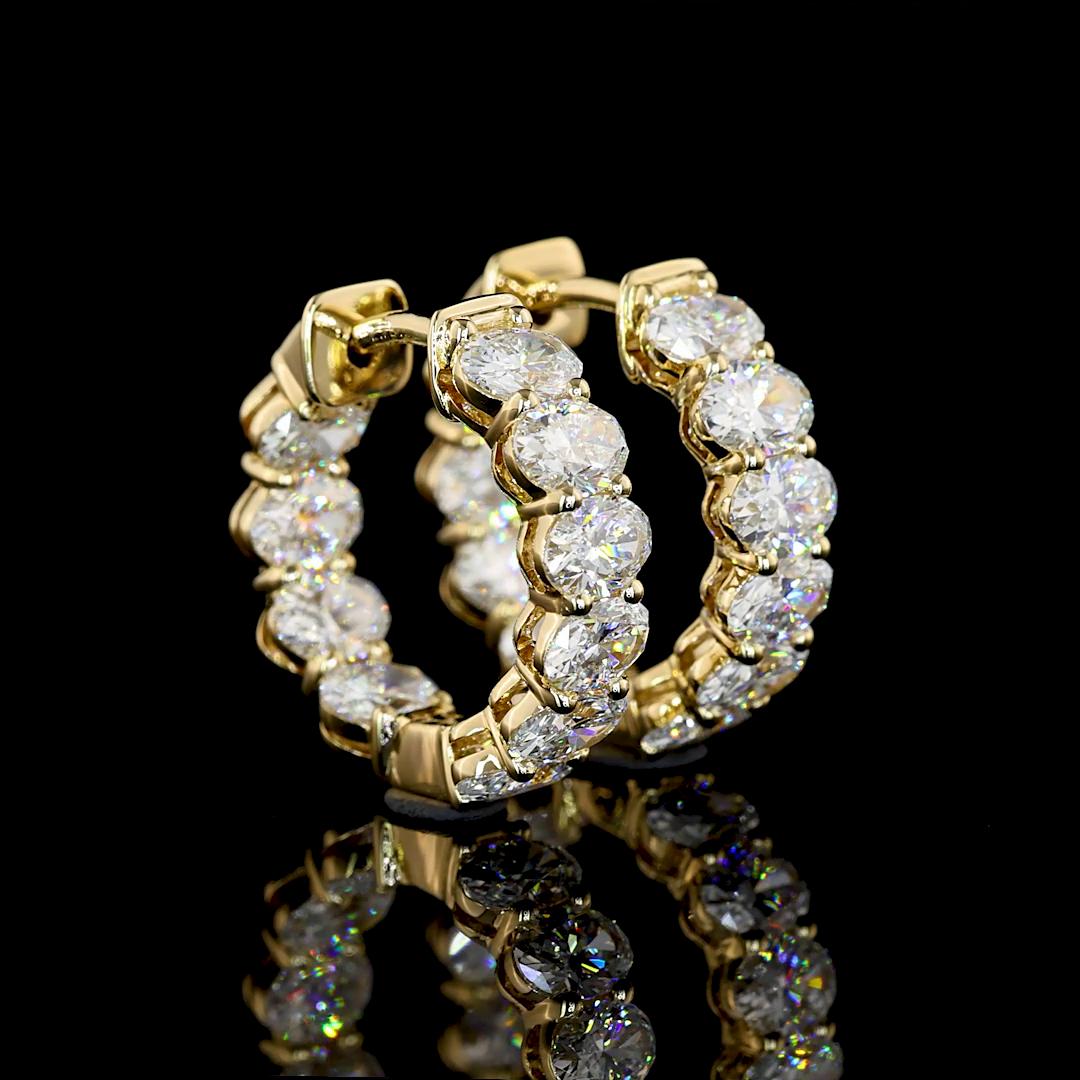 14k Yellow Gold Lab Diamond Oval 1.98 CTTW Huggies Earring 14.08mm E VS jewelry-spot-usa